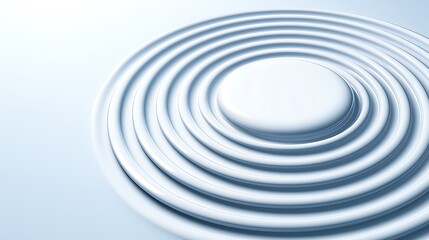 Fototapeta premium White concentric circles on a light blue surface, with a minimalist design, for abstract backgrounds