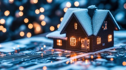 Cozy Home with Warm Lights and Security Features