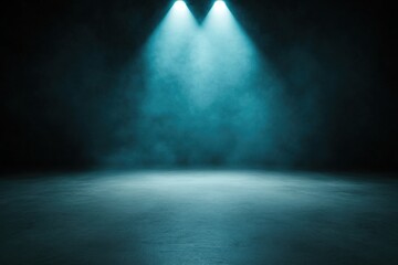 Empty Dark Stage with Spotlights