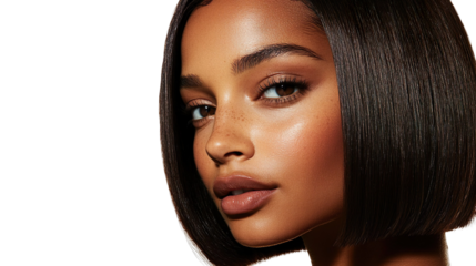 Side Profile Elegant Woman With Short Bob Hairstyle Transparent Background