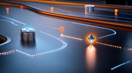 Innovative technology showcase digital arena visual display futuristic environment close-up view interactive concepts for seo impact