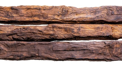 Wooden beams stacked; building material. White background allows easy cropping for design use