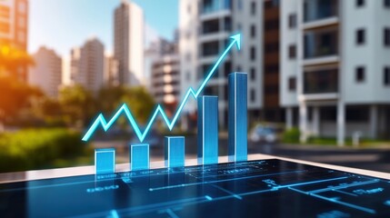 Business growth trends urban environment infographic digital data visualization high-tech viewpoint financial insights for investors