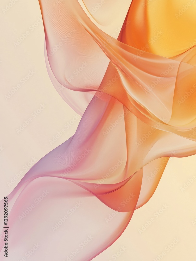 Poster Abstract flowing patterns in warm colors create a sense of movement and tranquility in modern design space. Generative AI