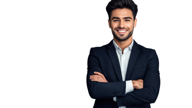 Charismatic Business Leader Smiling Confidently Stylish Suit Executive Presence