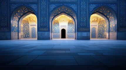 intricate islamic architecture interior with arches.