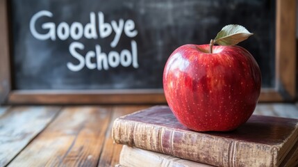 Celebrating the end of school with an apple and farewell message