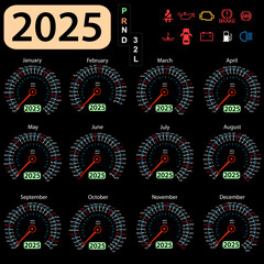 Speedometer in the form of a calendar for 2025