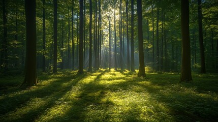 Obraz premium light and shadow formed by the sunlight shining through the trees