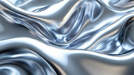 Silver fabric waves. Shiny material surface. Metal texture flowing. Abstract background wallpaper. Textile pattern smooth.
