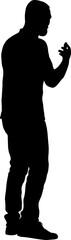 Silhouette of a walking man on a white background