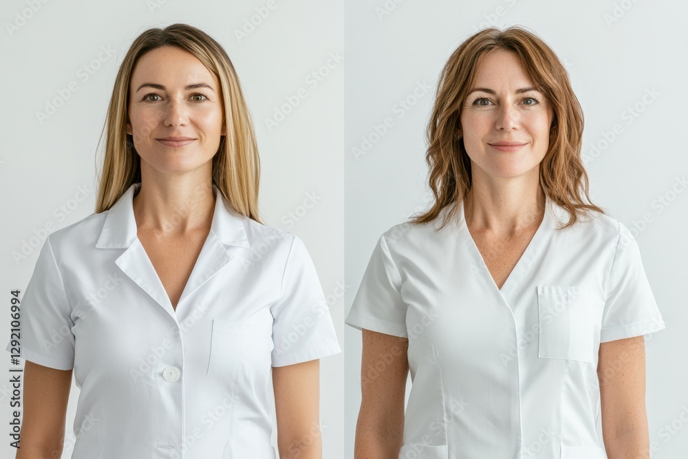 Poster body shape transformation showcasing before and after results in realistic medical photography style