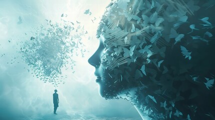 Psychology therapy session with a professional therapist and a client in a calm room.