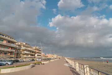 The beach and city of Ostia in Italy.