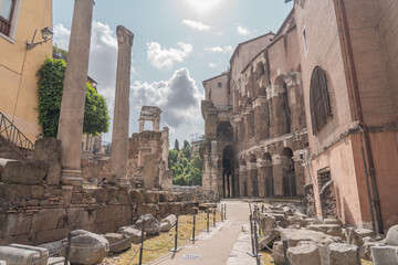 Some historical buildings in the city of rome.