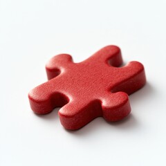 Fototapeta premium red jigsaw puzzle piece on white background