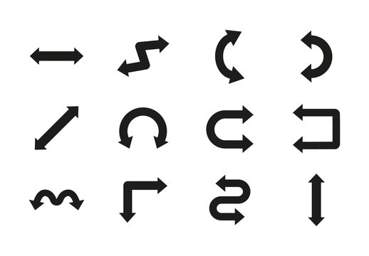 Black Double Ended Arrow Direction Symbol Icons Set