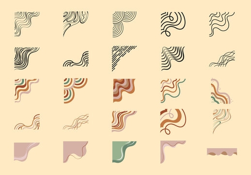 Brown Abstract Border Decorative Frame Illustration Set