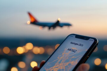 flight Tracker App with Airplane in Background