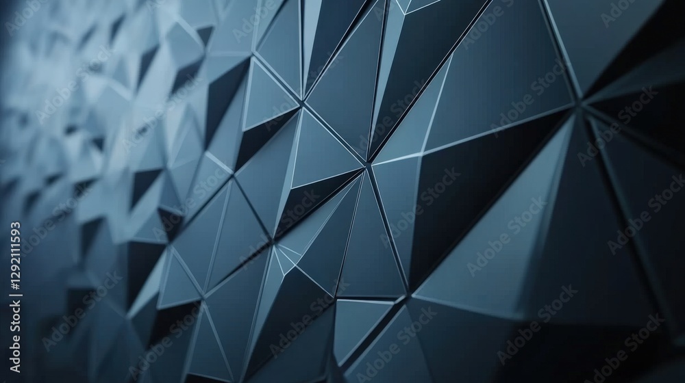 Poster abstract geometric pattern of dark blue triangular shapes creating a textured surface