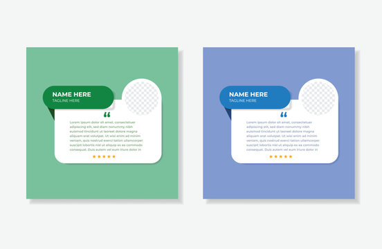 Modern client testimonial or social media post design, customer service feedback review post template with star rating