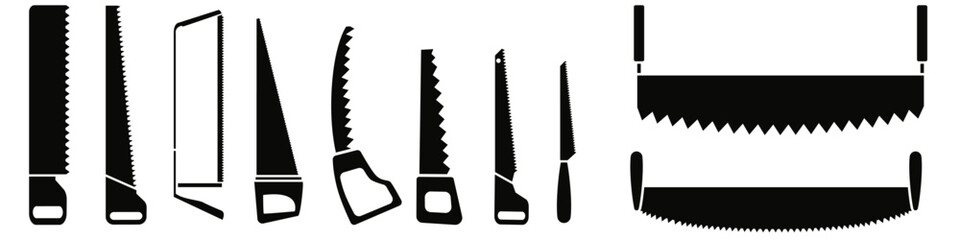 Saw icon vector set. Sawmill illustration sign collection. Wood processing symbol or logo.