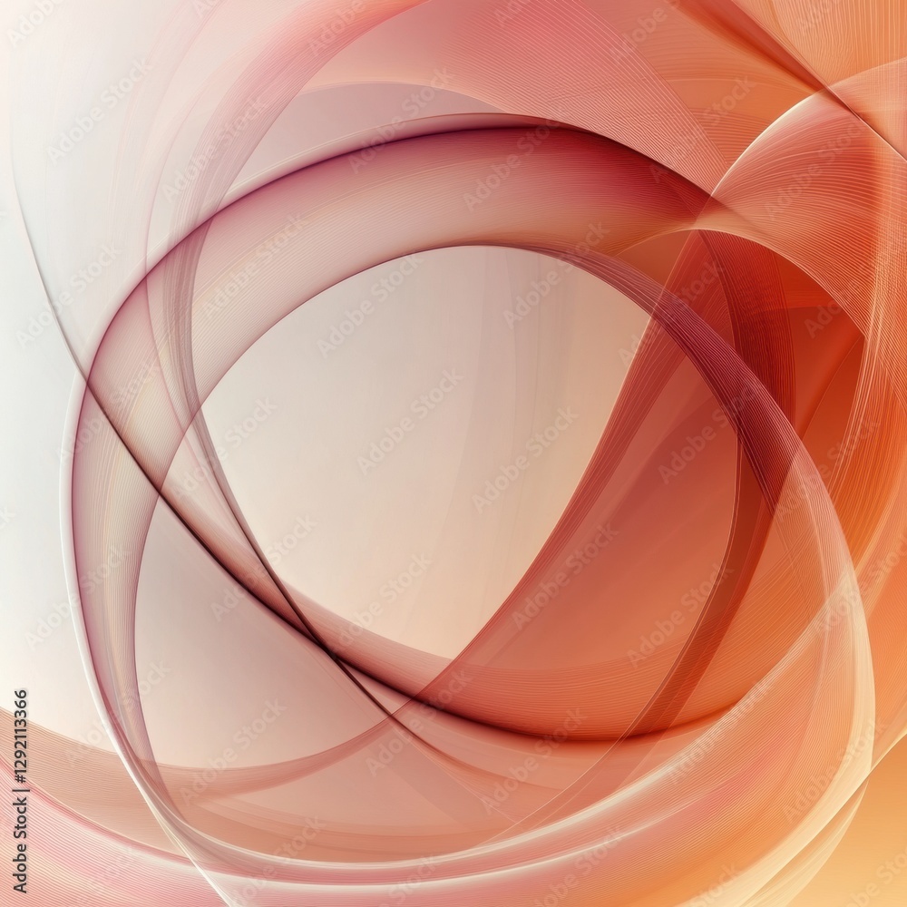 Poster Soft flowing abstract lines create a harmonious blend of warm colors and shapes in a modern design. Generative AI
