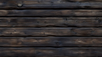 Naklejka premium A close-up view of textured dark wooden planks arranged horizontally.