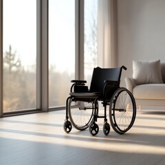 wheelchair in a bright modern living room