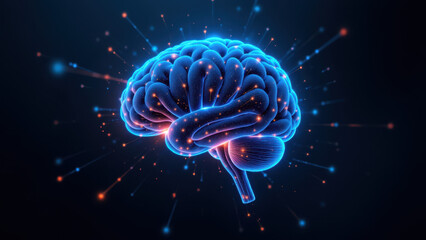 Computer-generated illustration of an artificial general intelligence brain with a cosmic backdrop.