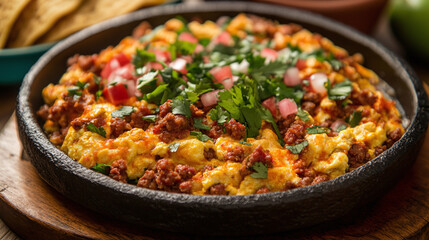 Huevos con Chorizo y Nopales - Scrambled eggs with chorizo and cactus, a healthy twist.