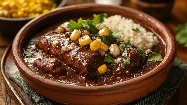 Mole de Panza con Elote - A tripe-based mole with corn, hearty and comforting.