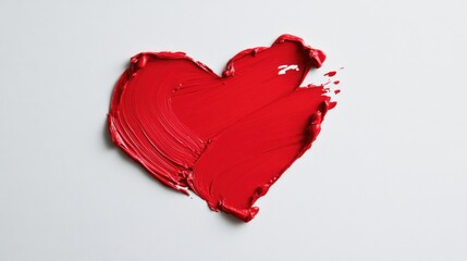 red heart paint stroke on white background