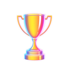 Fototapeta premium Trophy holographic 3D icon. neon symbol vector illustration isolated on white background. Generative AI
