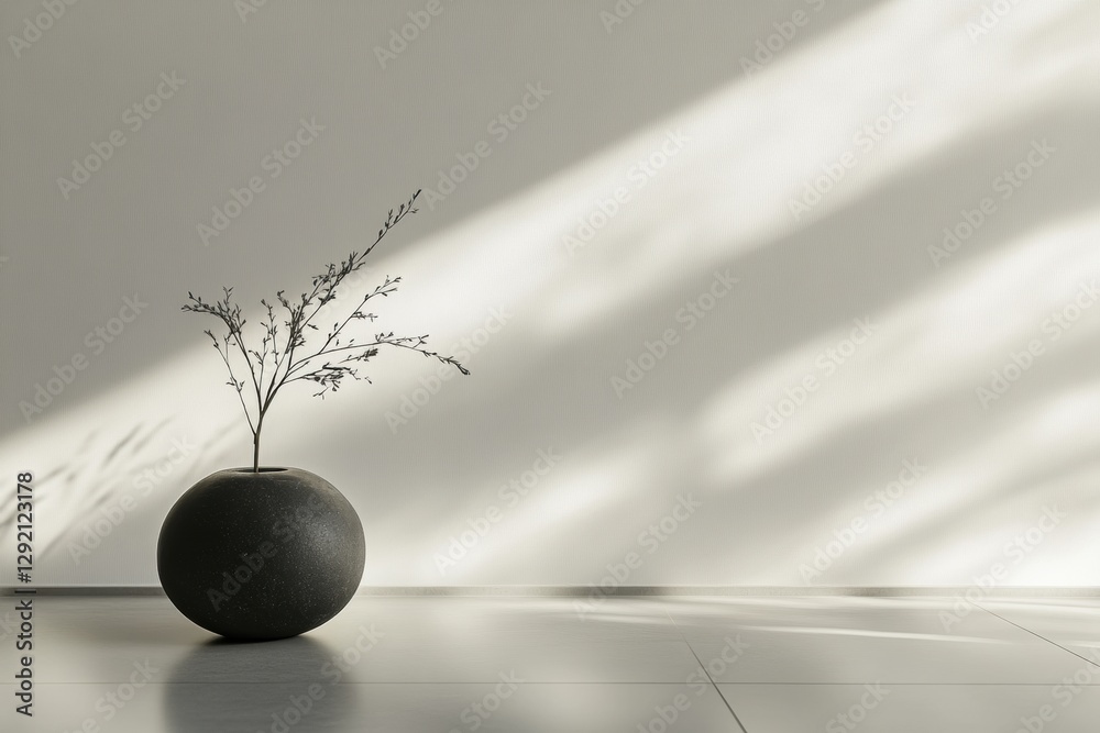 Leinwandbilder minimalist vase with dry branches illuminated by soft sunlight in a simple interior space. generativ