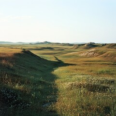 Fototapeta premium Exploring serenity of rolling hills open prairie landscape photography nature wide-angle view