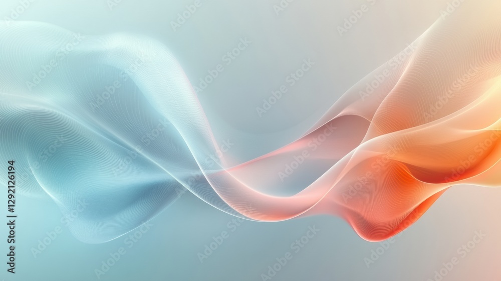 Poster Abstract swirls of blue and orange flowing gracefully in a soft gradient background during daylight. Generative AI