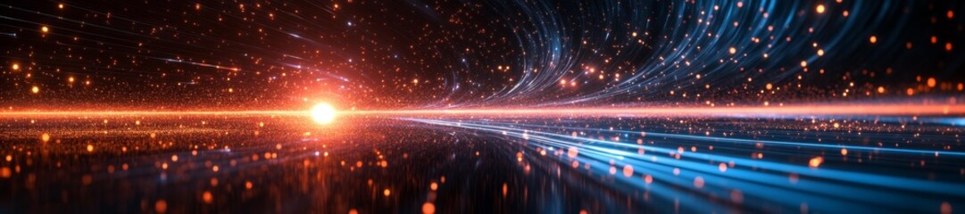 Obraz premium Stunning Abstract Lights and Energy Flow in Space. Generative AI