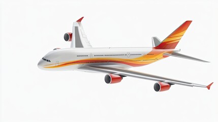 Fototapeta premium Passenger Airliner Flying: Wide body passenger airliner flying isolated on transparent background.