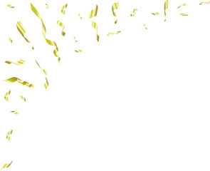 The explosion of gold confetti. Shiny flying pieces of foil. Festive border for a carnival and postcards for parties. Vector illustration.