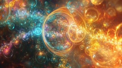 A vibrant, hazy picture of numerous bright, shimmering circles.