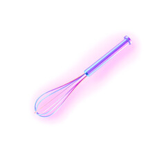 Whisk holographic 3D icon. neon symbol vector illustration isolated on white background. Generative AI