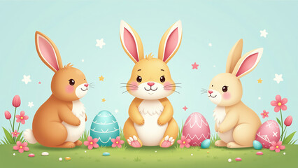 cute easter vector set available posters cards invitations banners