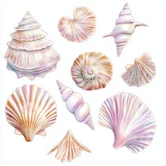Pastel Seashells Watercolor Collection