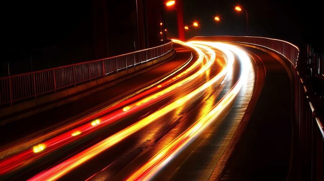Night Highway Traffic Lights Trails Abstract Long Exposure Photography Urban Cityscape Nighttime Road Driving Speed Light Streaks Dynamic Energy       - Powered by Adobe