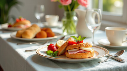 easter brunch features beautifully set table delicatessen