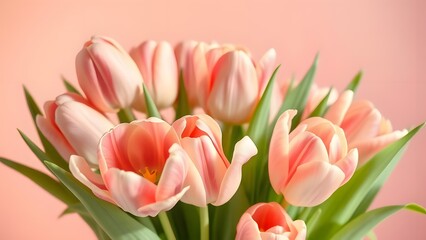 Fototapeta premium Softly Lit Tulip Bouquet Hyper-Realistic Beauty in a Gentle Setting