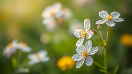Obraz premium Dew-kissed Blooms Spring Morning's Dreamy Blur
