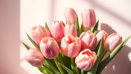 Obraz premium Pastel Tulip Bouquet in Soft Daylight with Subtle Shadows
