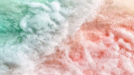 Fototapeta premium A beautiful, colorful ocean with pink and green waves